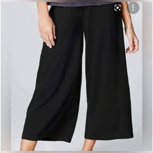 Pure Jill Black Wide Leg Cropped Pants with High Waist